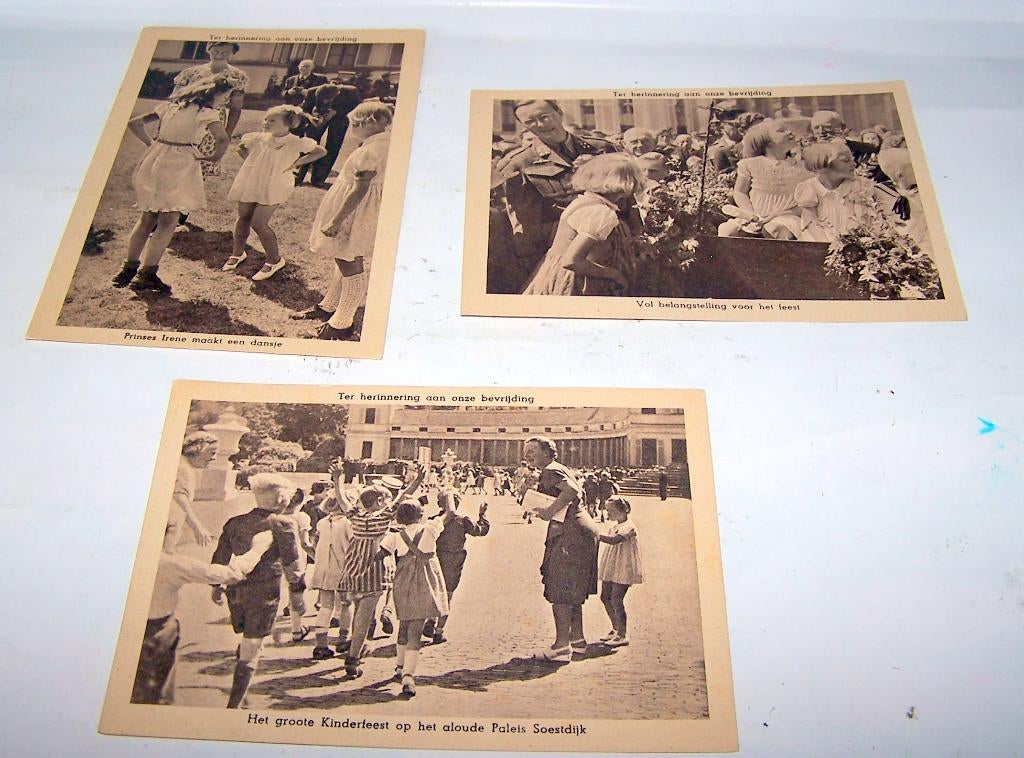 3 prentbriefkaarten-Ter herinnering aan onze bevrijding 1946, Verzamelen, Ophalen of Verzenden, Zo goed als nieuw, Nederland, Kaart, Foto of Prent