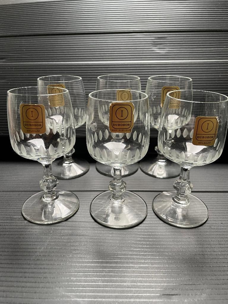 6 vintage Durobor borrel/likeur glazen, Huis en Inrichting, Keuken | Servies, Glas of Glazen, Ophalen of Verzenden, Overige stijlen