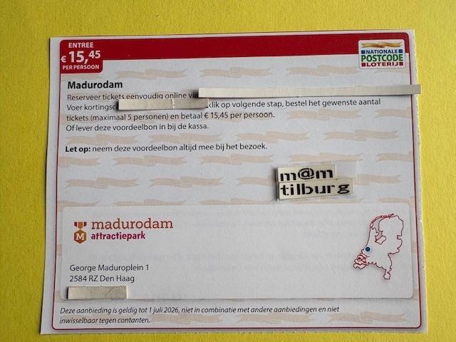Madurodam entree €15,45 p.p., Tickets en Kaartjes, Kortingen en Cadeaubonnen, Drie personen of meer, Overige typen, Kortingsbon