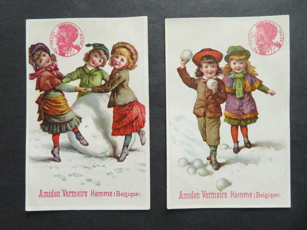2 Victorian Trade Cards with calendar 1891, Ophalen of Verzenden, Gebruikt, Overige typen