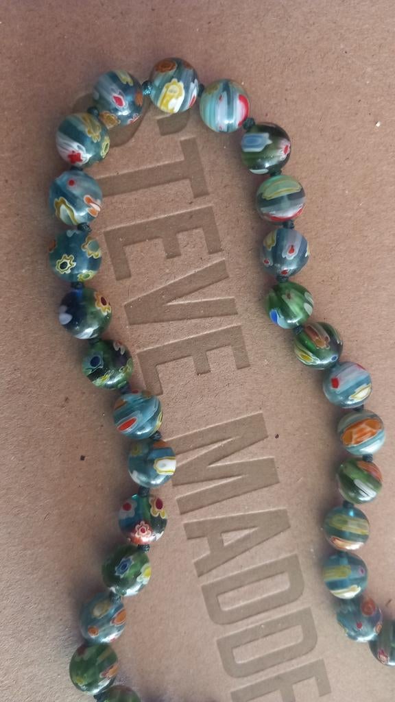 Mille Fiori glaskralen ketting, Ophalen of Verzenden, Zo goed als nieuw, Overige kleuren, Met hanger