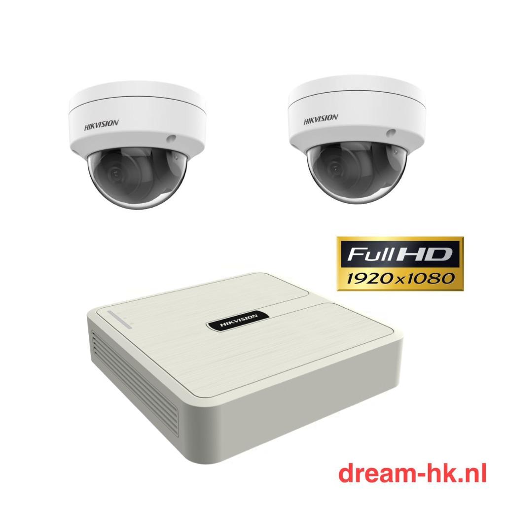 2MP Hikvision IP PoE set/NVR+2x camera, Ophalen of Verzenden, Nieuw, Buitencamera