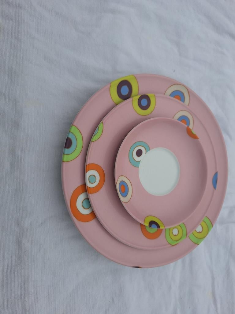 Dibbern roze multi color bordjes, Ophalen of Verzenden