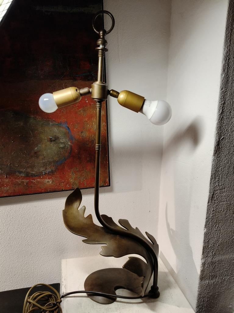 Vintage Hollywood Regency Messing Tafellamp, Ophalen of Verzenden