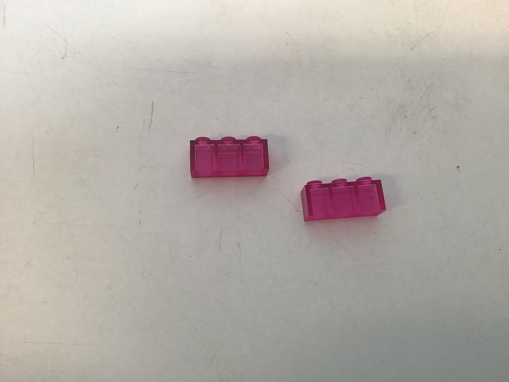 Lego steen 1x3 transparant donker roze, Ophalen of Verzenden, Gebruikt, Losse stenen, Lego