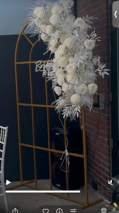 Backdrop exclusief bloemen - Gouden frame, Ophalen of Verzenden, Zo goed als nieuw, Geboorte of Huwelijk