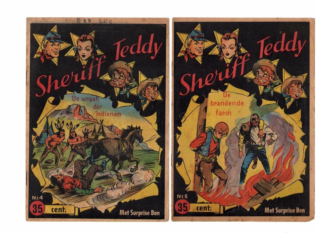 Sheriff Teddy 4,6,22,24. Van Ditmar, Amsterdam. ~1958, Boeken, Gelezen, Verzenden, D'Ami, Meerdere stripboeken