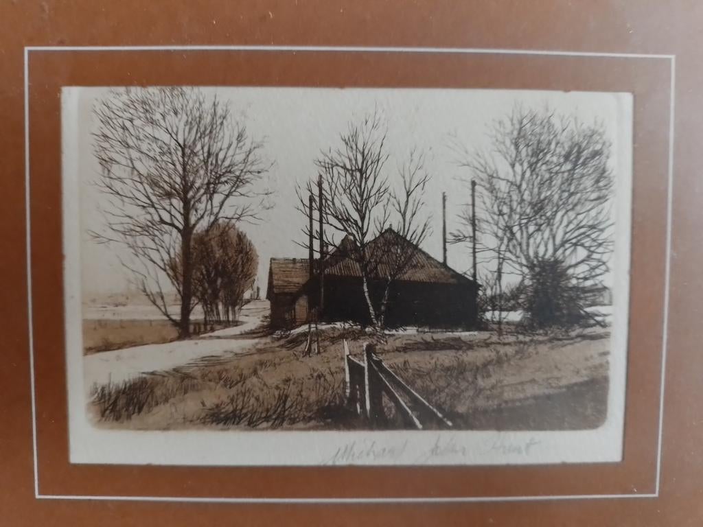 Landschap ets van Michael John Hunt, Antiek en Kunst, Ophalen
