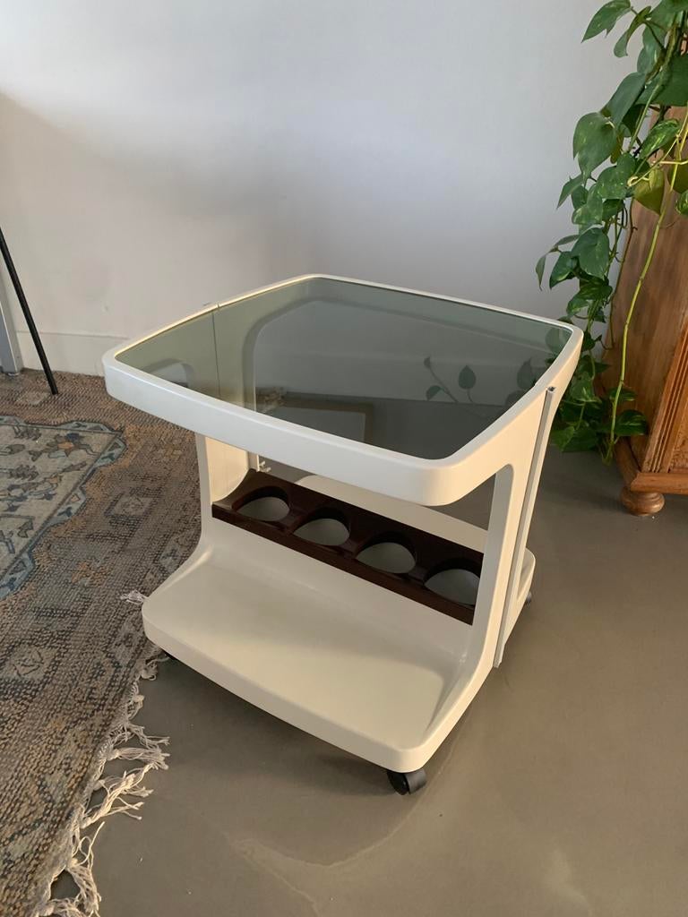 Marc Held voor Prisunic space age koffietafel serveerwagen, Ophalen, Rond, Minder dan 55 cm, 45 tot 60 cm