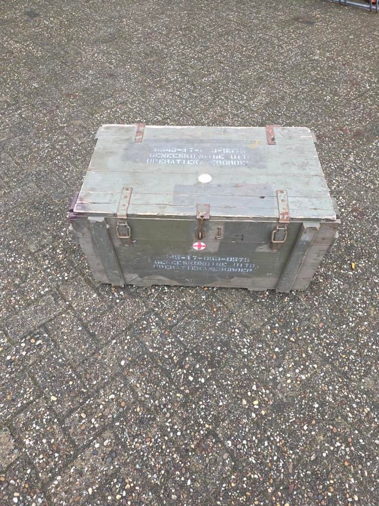 Houten EHBO kist groen NL leger 80x46x42cm, Ophalen, Minder dan 50 cm, 50 tot 100 cm, .