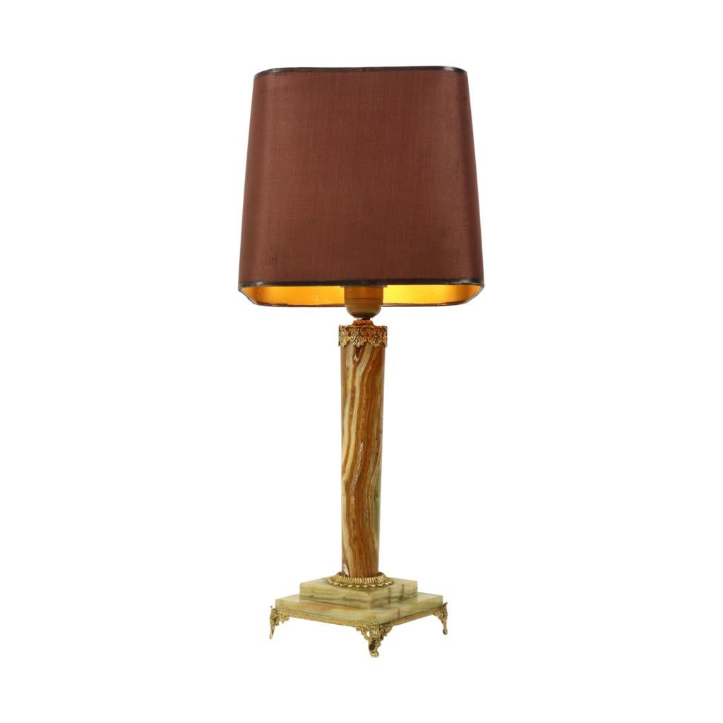 Klassieke Onyx en Messing Kolom Tafellamp 20ste Eeuw, Ophalen of Verzenden, Gebruikt, Minder dan 50 cm