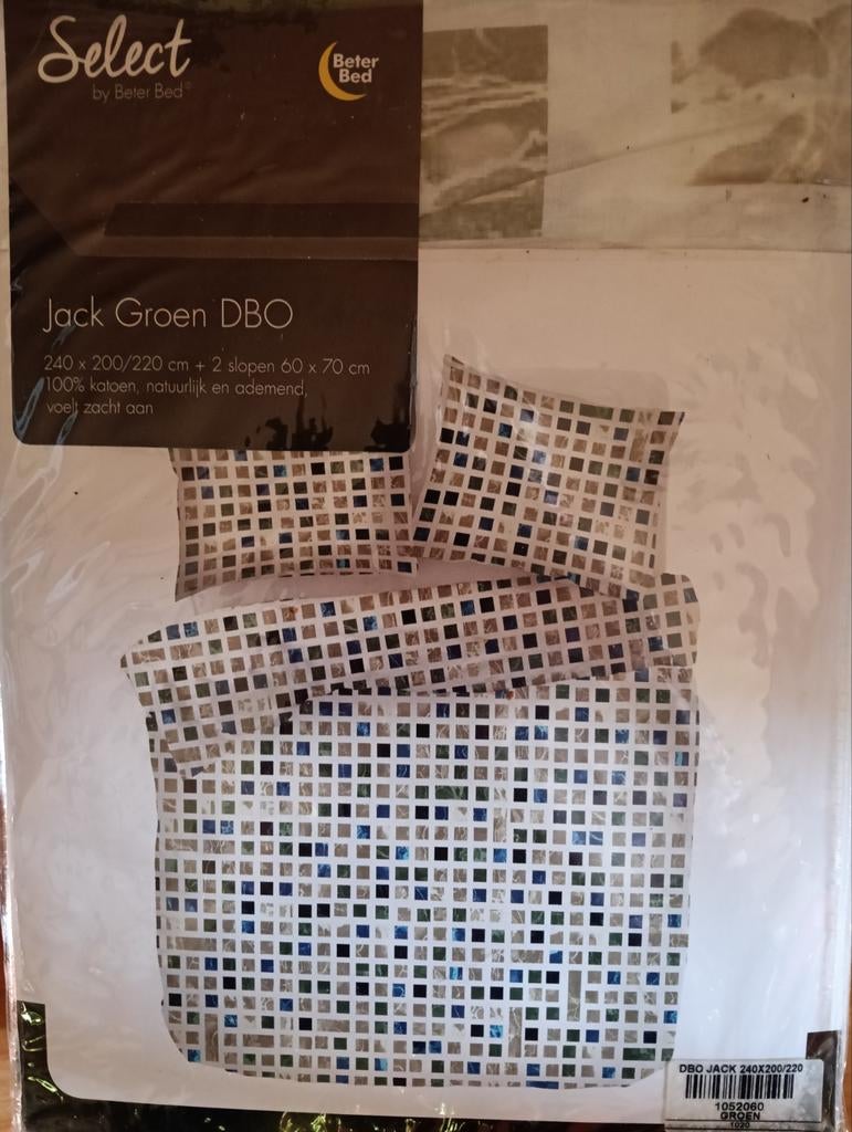 Nieuw dekbedovertrek Jack Groen DBO 240x200/220, Ophalen, Dekbedovertrek, Groen, Nieuw