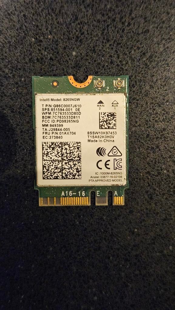 Intel Wireless-AC 8265NGW – M.2 WiFi + Bluetooth kaart, Ophalen of Verzenden, Zo goed als nieuw, Intern, Intel