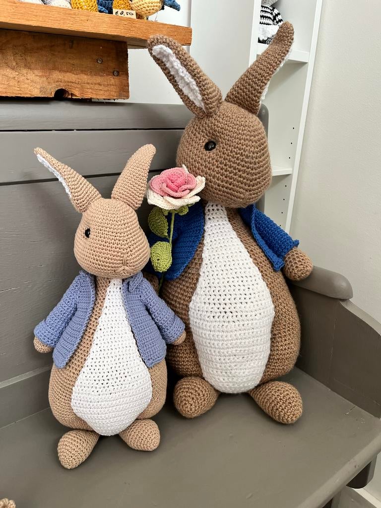 Grote Gehaakte Peter Rabbit, Pieter Konijn Paashaas - 50cm, Ophalen of Verzenden, Nieuw, Konijn