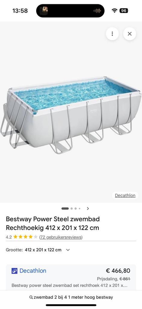 4x2x1 meter met nieuwe  zandfilterpomp, Tuin en Terras, Gebruikt, 200 tot 300 cm, 80 tot 120 cm, Ophalen of Verzenden