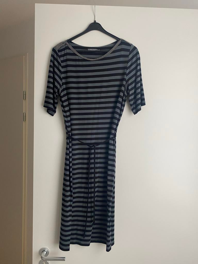 Geisha gestreepte jurk M/38, Maat 38/40 (M), Zwart, Ophalen of Verzenden, Gedragen