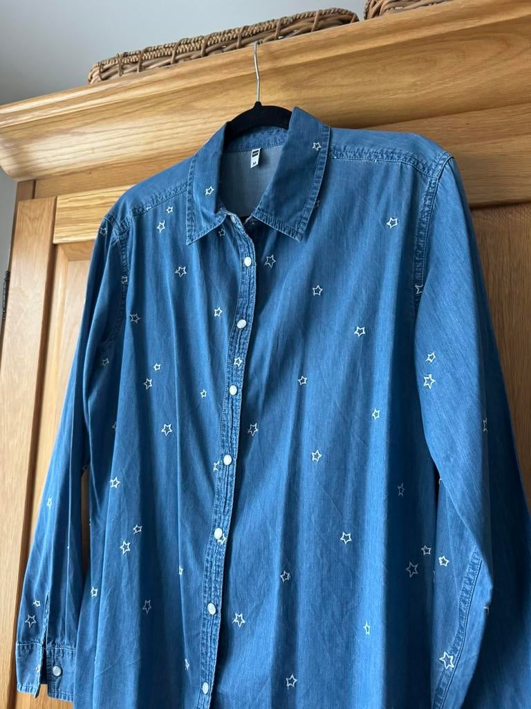 Dames blouse denim sterren | maat M, Ophalen of Verzenden, Zo goed als nieuw, Maat 38/40 (M), Blauw