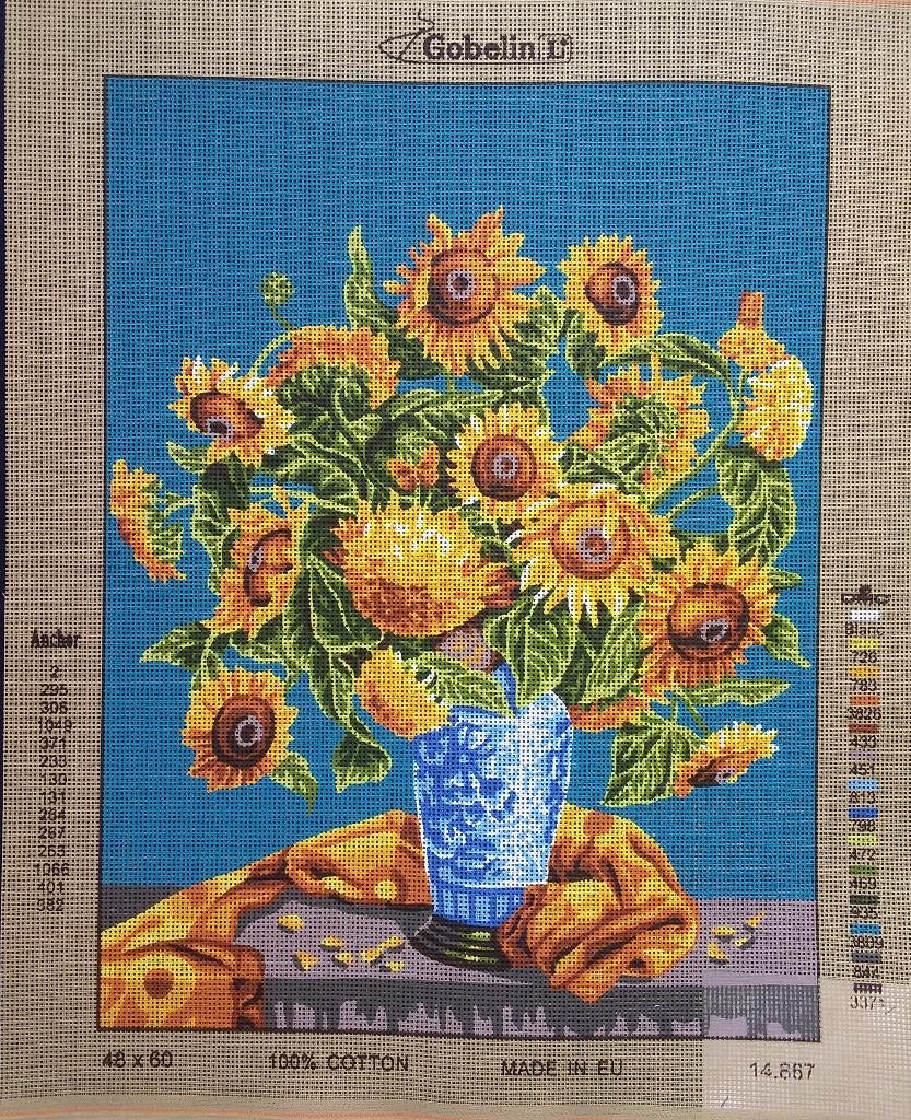 Cado voorbedrukt borduurstramien  pot zonnebloemen 867, Ophalen of Verzenden, Nieuw, Handborduren, Onderdeel of Toebehoren