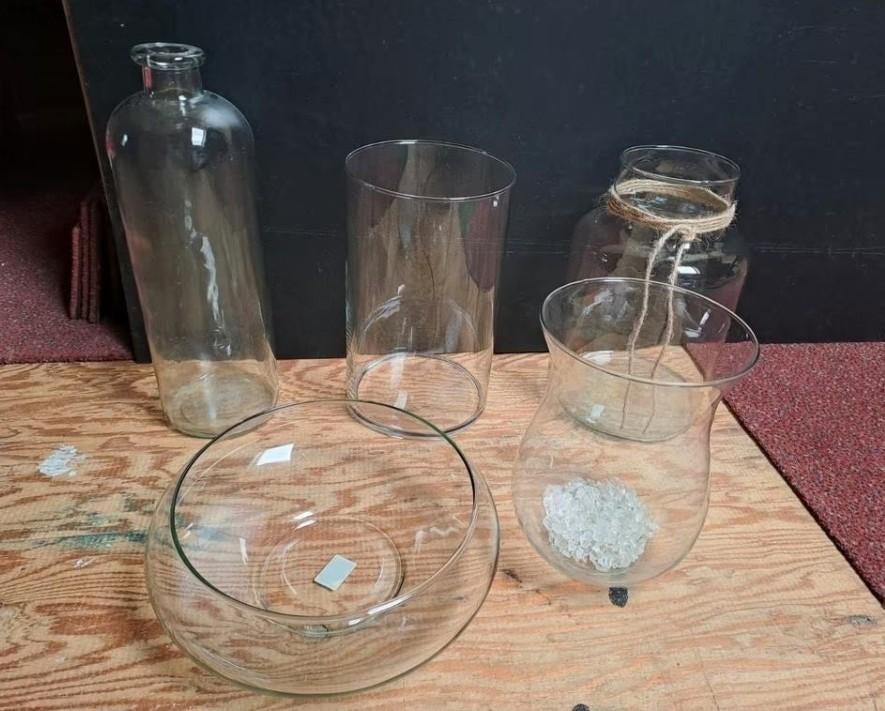 vazen,decoratie,bloemschikken,glaswerk,glazen vazen, Ophalen, Gebruikt, Overige kleuren, Glas