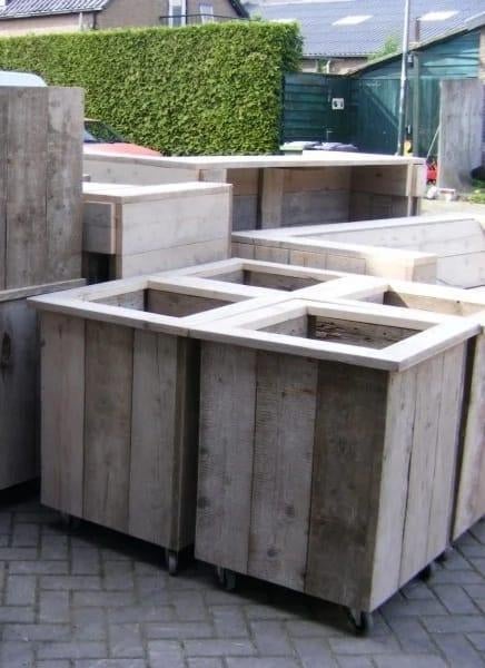 Bloembak steigerhout, Tuin en Terras, Bloembakken en Plantenbakken, Nieuw, Hout, Binnen, Balkon, Tuin, 30 tot 60 cm, 60 tot 100 cm