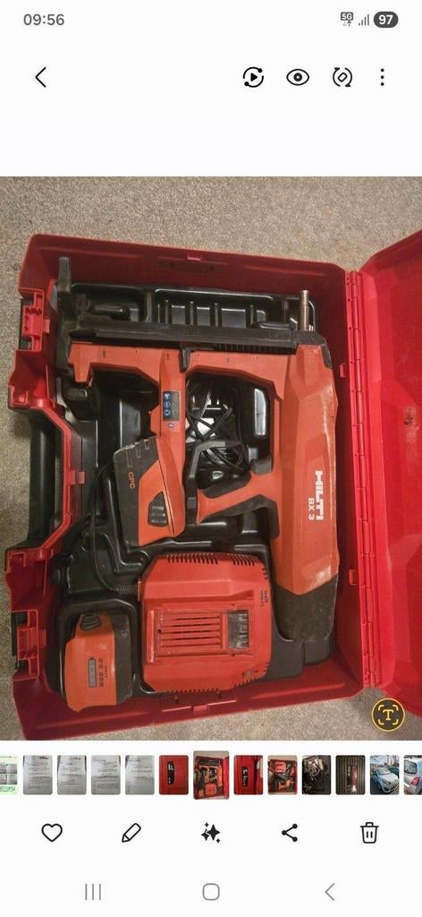 Hilti BX 3 Accu Nagelpistool met Accu en Lader, Ophalen, Zo goed als nieuw