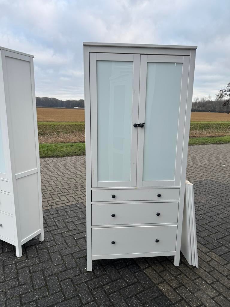 IKEA Kast Wit met Glazen Deuren en 3 Laden, Ophalen, Gebruikt, 50 tot 100 cm, Glas