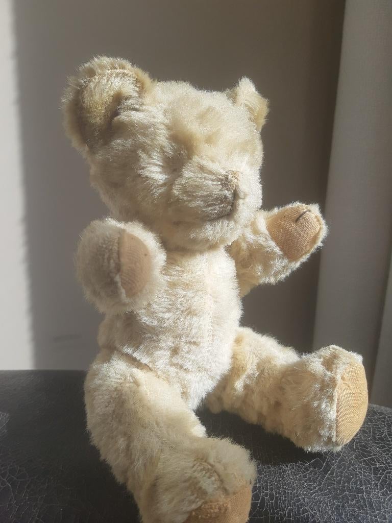 Antieke Duitse Teddybeer 1955 Houtwol Jointed Zeldzaam, Ophalen of Verzenden