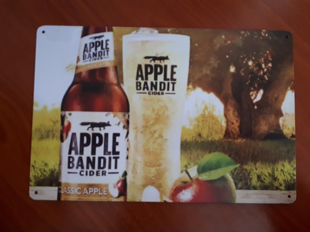 Apple Bandit 20x30 cm Reclamebord, Verzamelen, Ophalen of Verzenden, Nieuw, Reclamebord