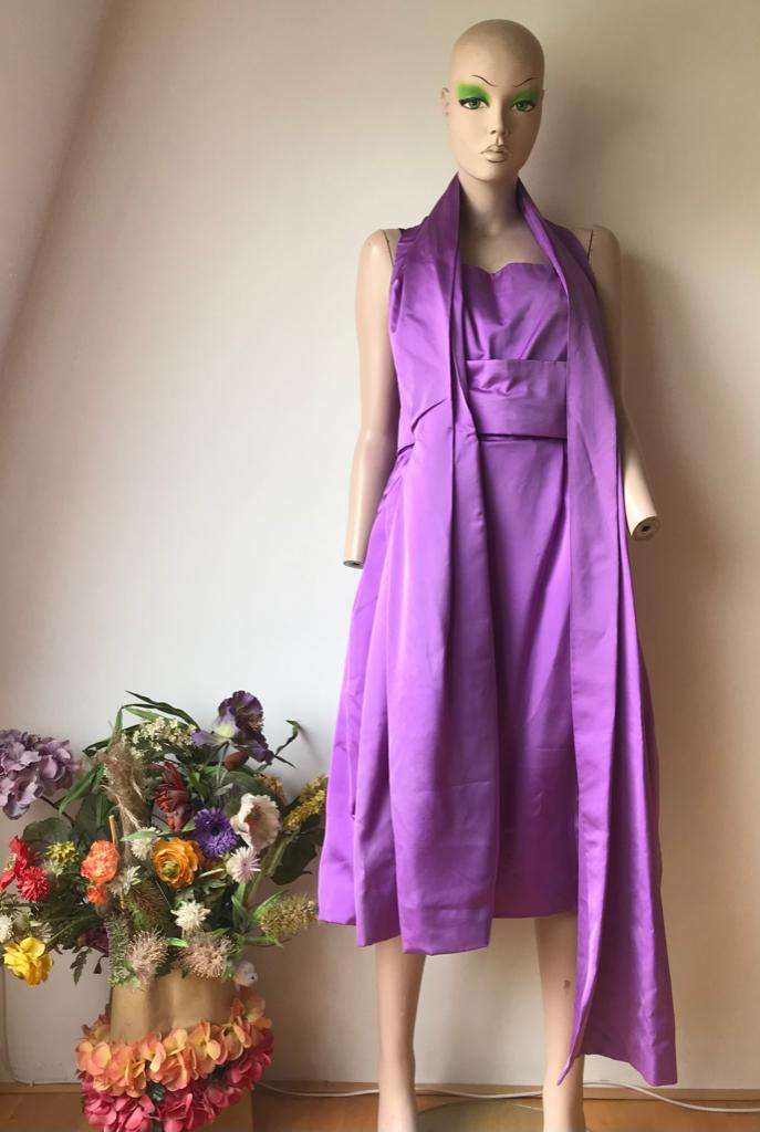 Cocktail jurk - gala - Jaren 70 - HENRY BOTH ROTTERDAM, Maat 38/40 (M), HENRY BOTH Rotterdam, Paars, Cocktailjurk