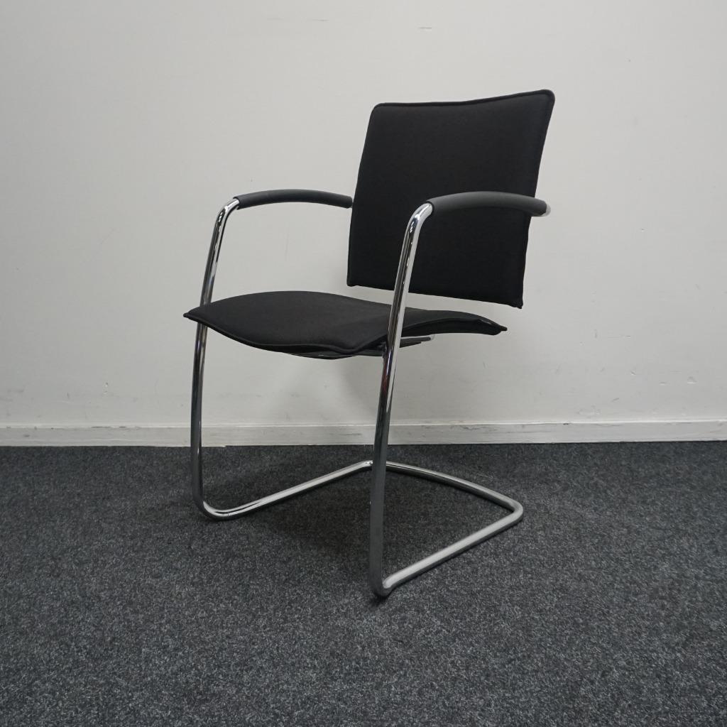 13x Kembo vergaderstoelen | Zwart | Chroom | Stapelbaar, Gebruikt, -, Zwart, -