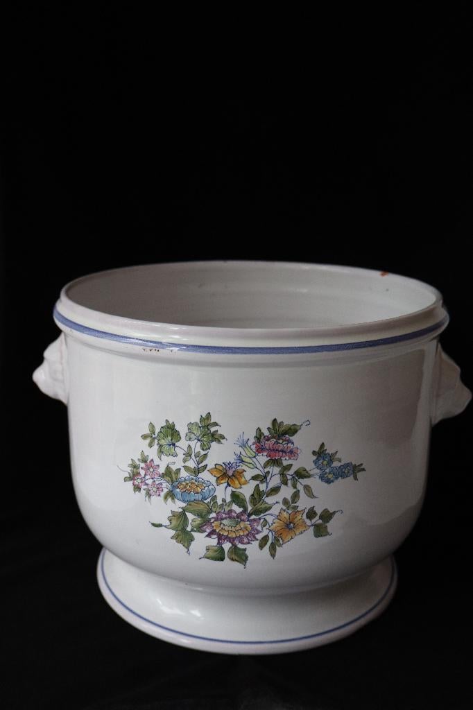 Vintage Moustiers Faience Frankrijk groot bloempot, Antiek en Kunst, Antiek | Keramiek en Aardewerk, Ophalen of Verzenden