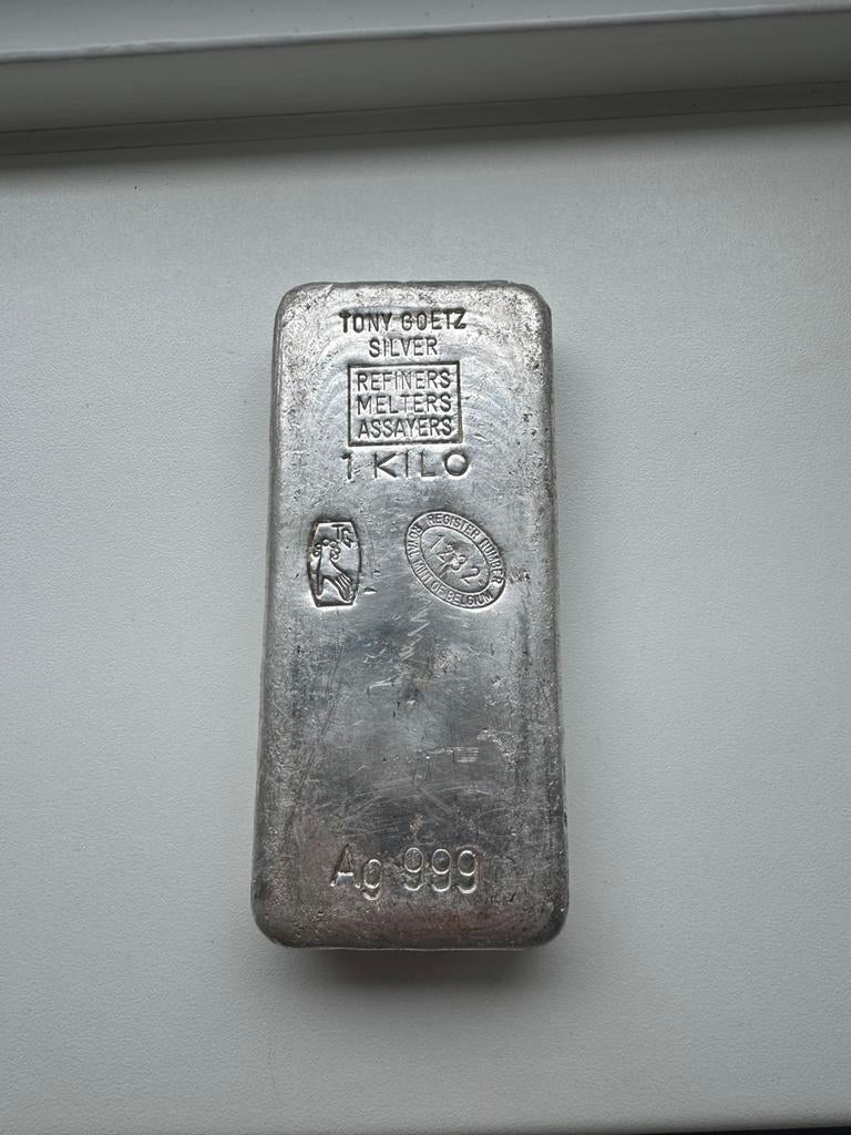 1kg zilverbaar Tony Goetz, Postzegels en Munten, Edelmetalen en Baren, Zilver, Ophalen
