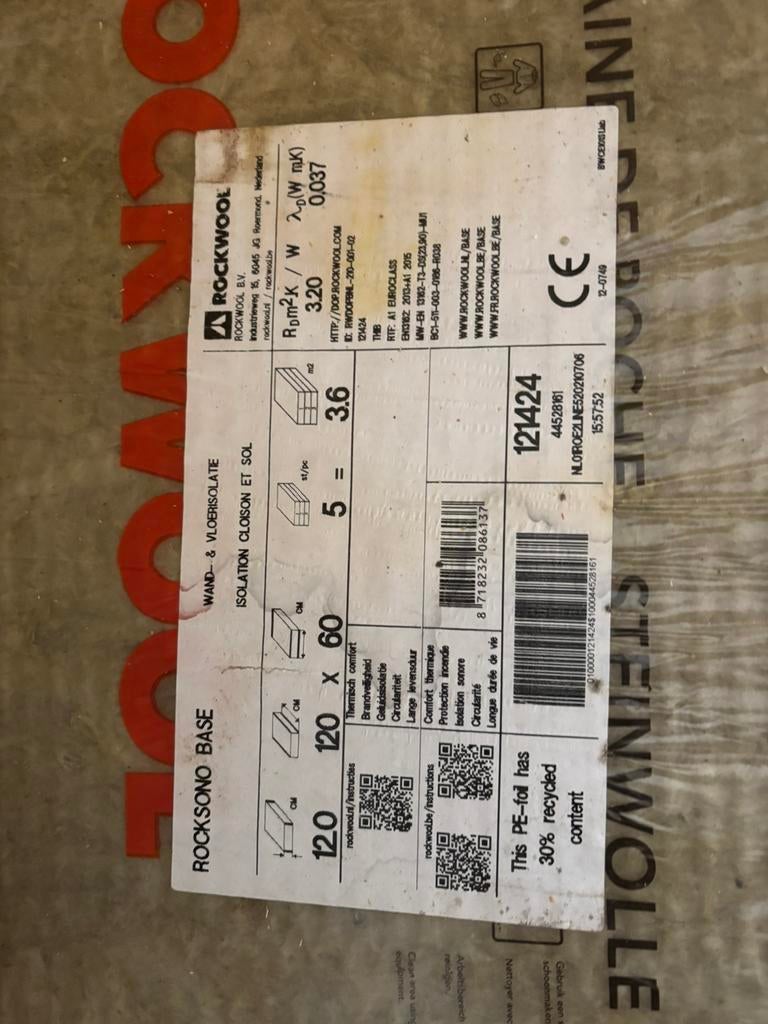 Rockwool 120mm, Ophalen, 12 cm of meer, Steenwol, Zo goed als nieuw