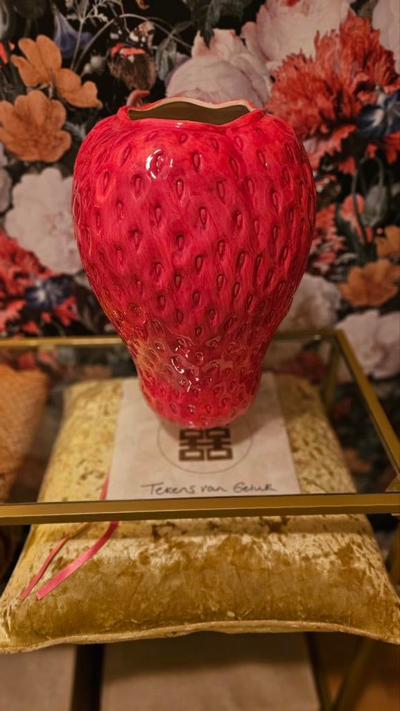 Grote aardbei vaas van Countryfield  nieuw, Ophalen, Overige kleuren, Nieuw, Glas