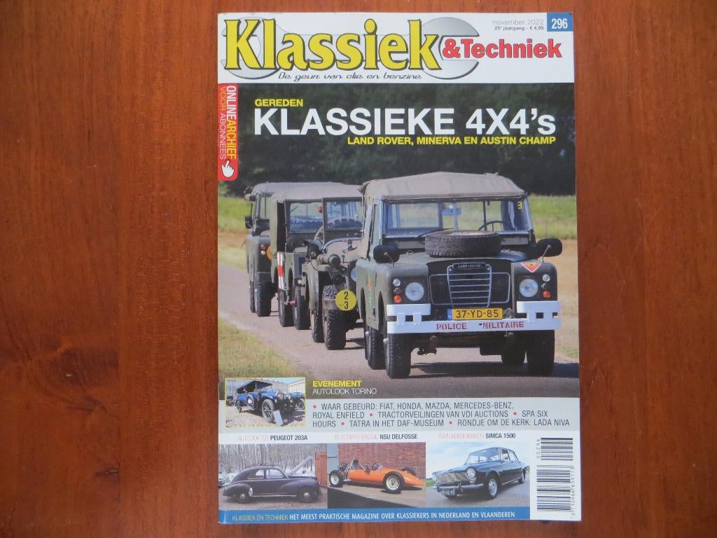 Klassiek & Techniek 296 Klassieke 4x4’s Minerva, Land Rover, Ophalen of Verzenden, Nieuw, Peugeot
