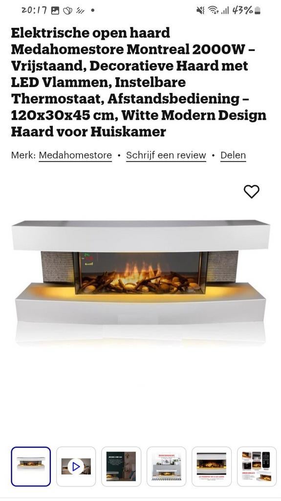 Sfeerhaard electrisch prima staat 1x aangezet, Huis en Inrichting, Kachels, Ophalen, Zo goed als nieuw, Elektrisch, Overige soorten