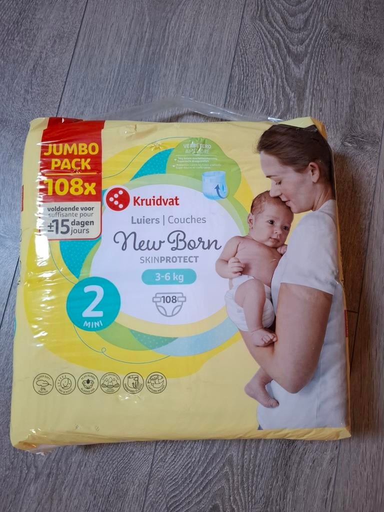 Kruidvat New Born luiers maat 2, 108 stuks, Ophalen of Verzenden, Nieuw