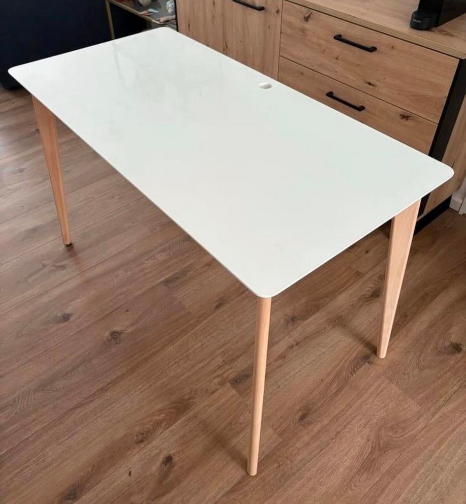 Maison du Monde Bureau - Wit met Houten Poten, Ophalen, Hout, Zo goed als nieuw, Overige merken