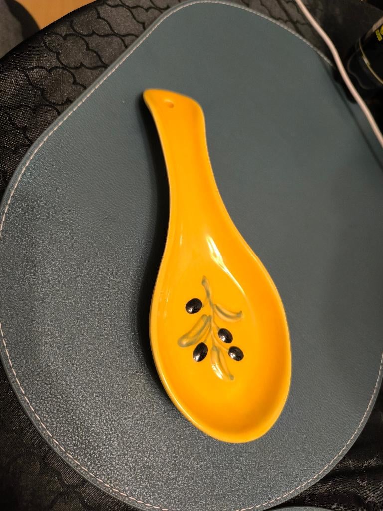 Keramische Lepelhouder met Olijfdesign, Ophalen of Verzenden, Gebruikt