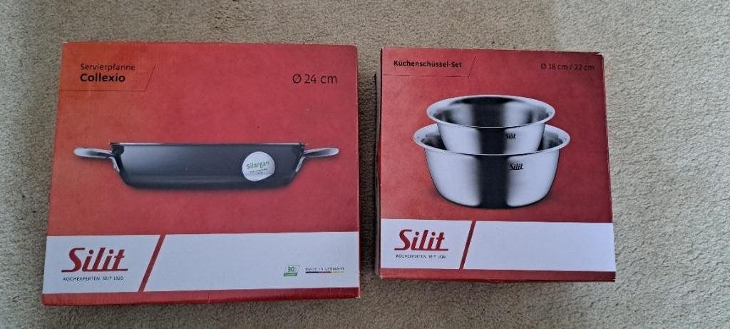 Silit WMF Serveerpan collexio en stalen mengkommen  nieuw, Ophalen, Overige materialen, Nieuw, Keramische plaat