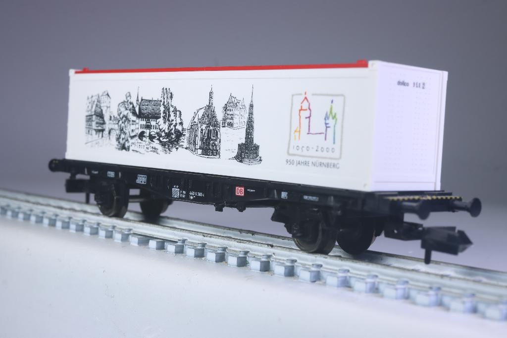 *Draagwagon type Lgjs 598 met 40 ft container, DB, Hobby en Vrije tijd, Modeltreinen | N-Spoor, Overige merken, Gelijkstroom, Ophalen of Verzenden