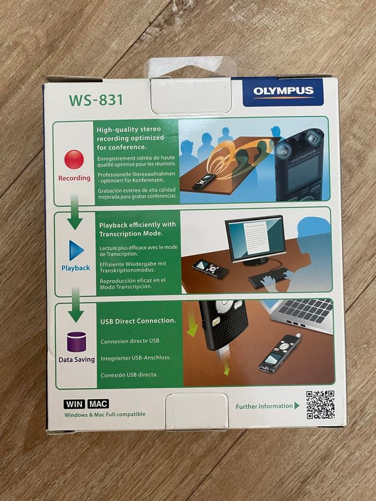 Olympus WS-831 Digitale Voice Recorder / dictafoon, Ophalen of Verzenden, Zo goed als nieuw