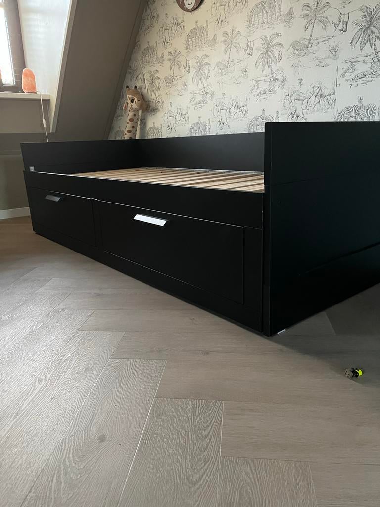 Brimmes bedbank - uitschuifbaar, Ophalen, 85 tot 100 cm, Zo goed als nieuw, Lattenbodem