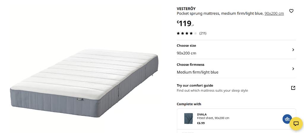 Matress, Ophalen, 90 cm, Eenpersoons, Zo goed als nieuw