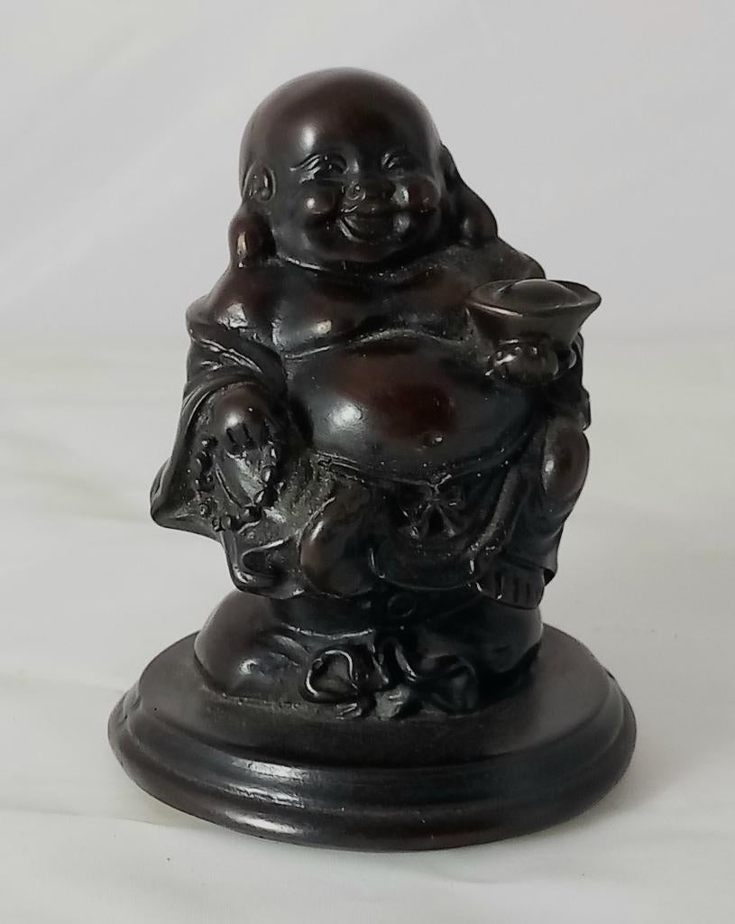 Aziatische Lachende Boeddha; Hars gegoten; Chinees; 8,5 cm, Ophalen of Verzenden, Gebruikt