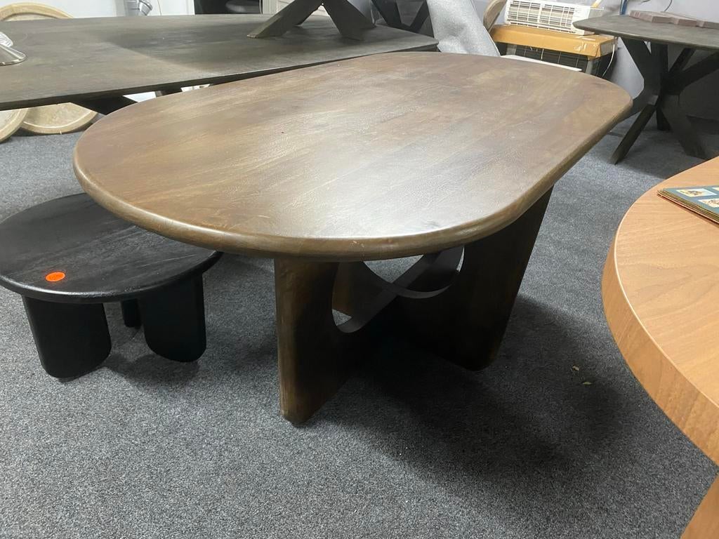 Deense ovale eettafel organisch 180x90 massief hout japandi, Ophalen, Nieuw, 50 tot 100 cm, 150 tot 200 cm