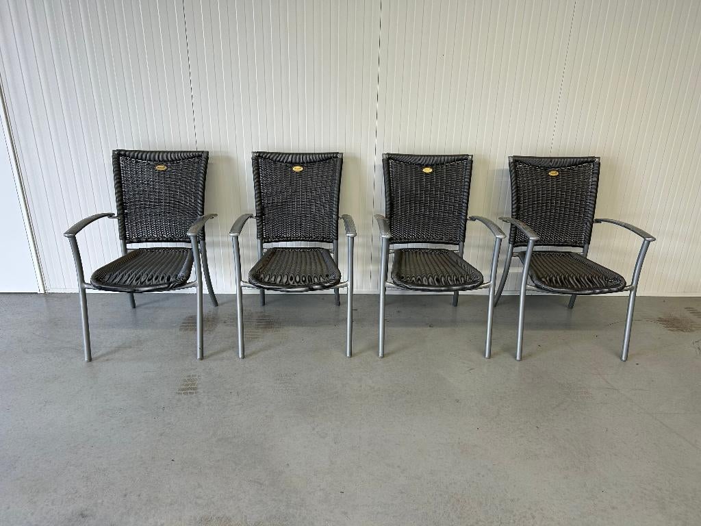 Leuke tuin stoelen van het merk Hartman Prestige 4 stuks!, Ophalen, Gebruikt, Rotan, Stapelbaar