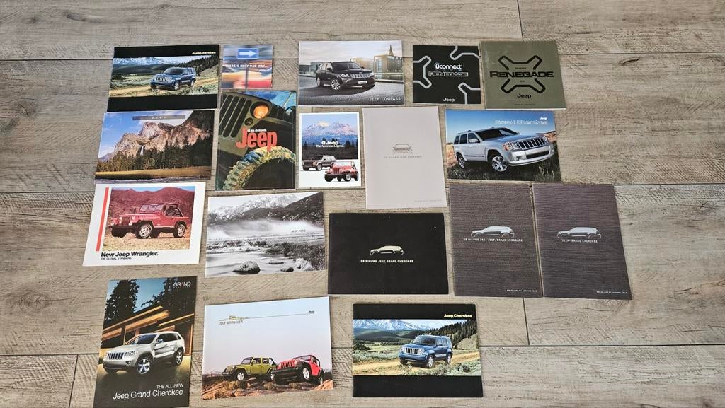 19 Jeep brochures in perfecte conditie, Ophalen of Verzenden, Zo goed als nieuw, Overige merken