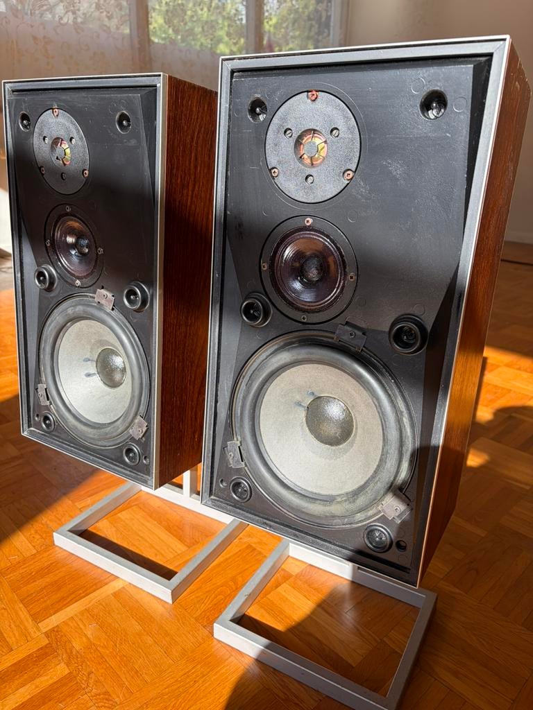 Bang & Olufsen Beovox S45-2 op originele stands – matching, Gebruikt, Minder dan 60 watt, Front, Rear of Stereo speakers, Ophalen