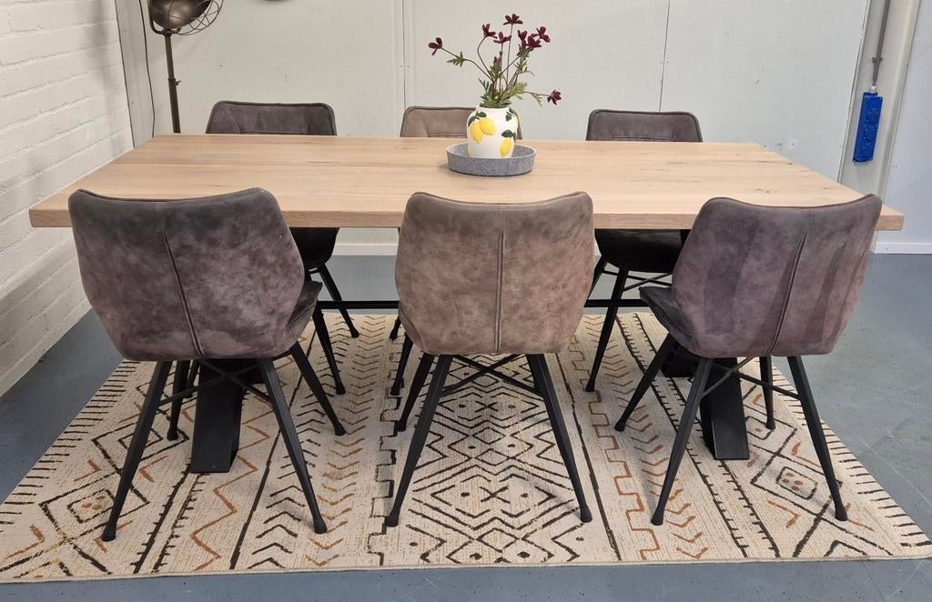 Bodilson massief eikenhout eettafel || 200x100 || X poten, Huis en Inrichting, Tafels | Eettafels, Ophalen, ., Eikenhout, 200 cm of meer